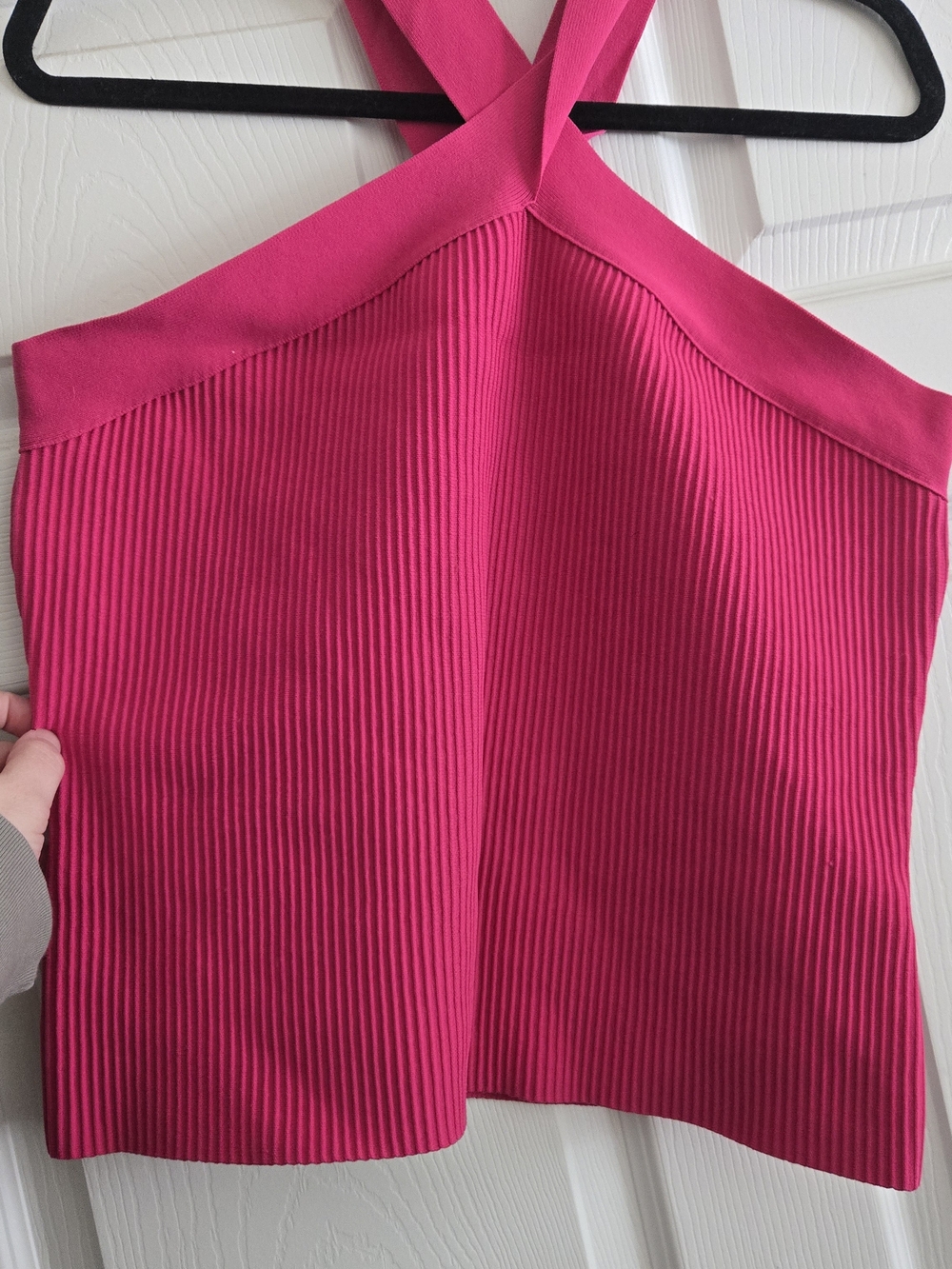 Bailey 44 Hot Pink Ribbed Halter Crop Top